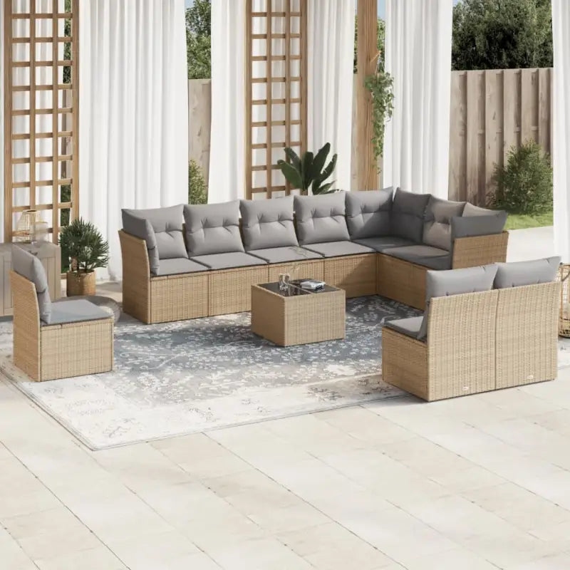 Lounge tuinset met waterdichte tas en beige materiaal van gepoedercoat staal - Beige en grijs / Met tafel - Tuinsets