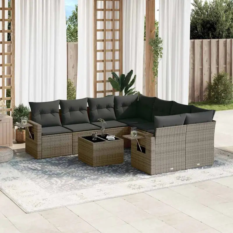 Lounge Tuinset met Waterdichte Tas en Beige Material van Gepoedercoat Staal - Grijs - Tuinsets