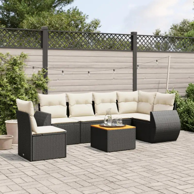 Lounge Tuinset met Waterdichte Tas en Beigemateriaal van Gepoedercoat Staal - Zwart en crème / 3x midden + Tafel + hoek