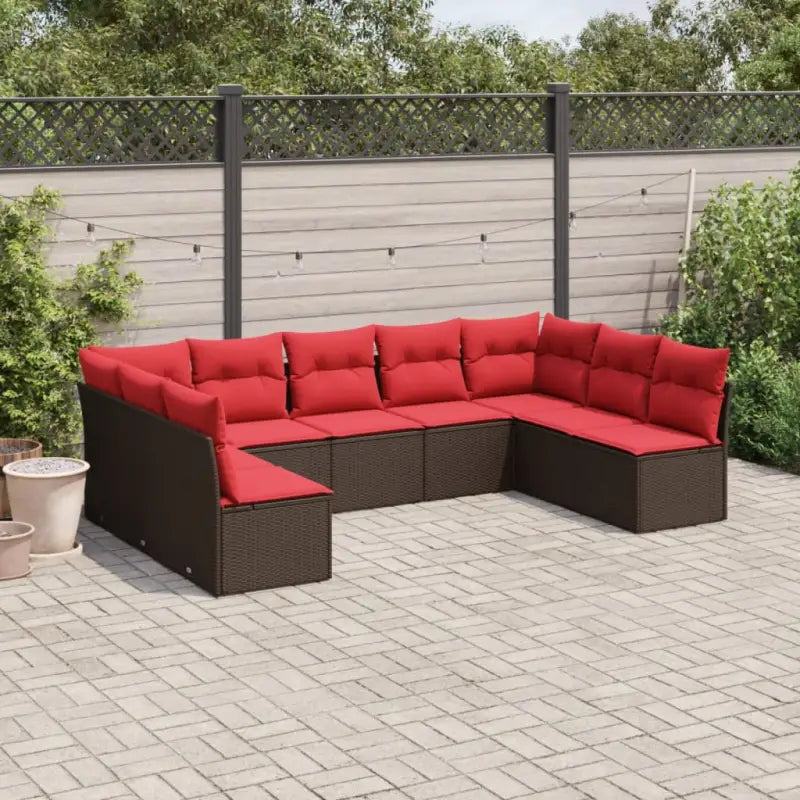 Lounge Tuinset met Waterdichte Tas en Grijs Gepoedercoated Staal - Bruin en rood / Zonder tafel - Tuinsets