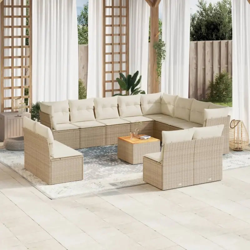Lounge tuinset met waterdichte tas en zwart gepoedercoat staal - beige en crèmekleurig - Tuinsets