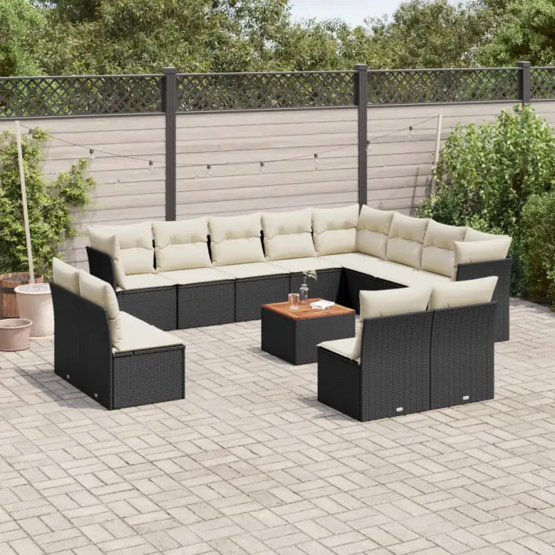 Lounge tuinset met waterdichte tas en zwart gepoedercoat staal - Zwart en crème - Tuinsets