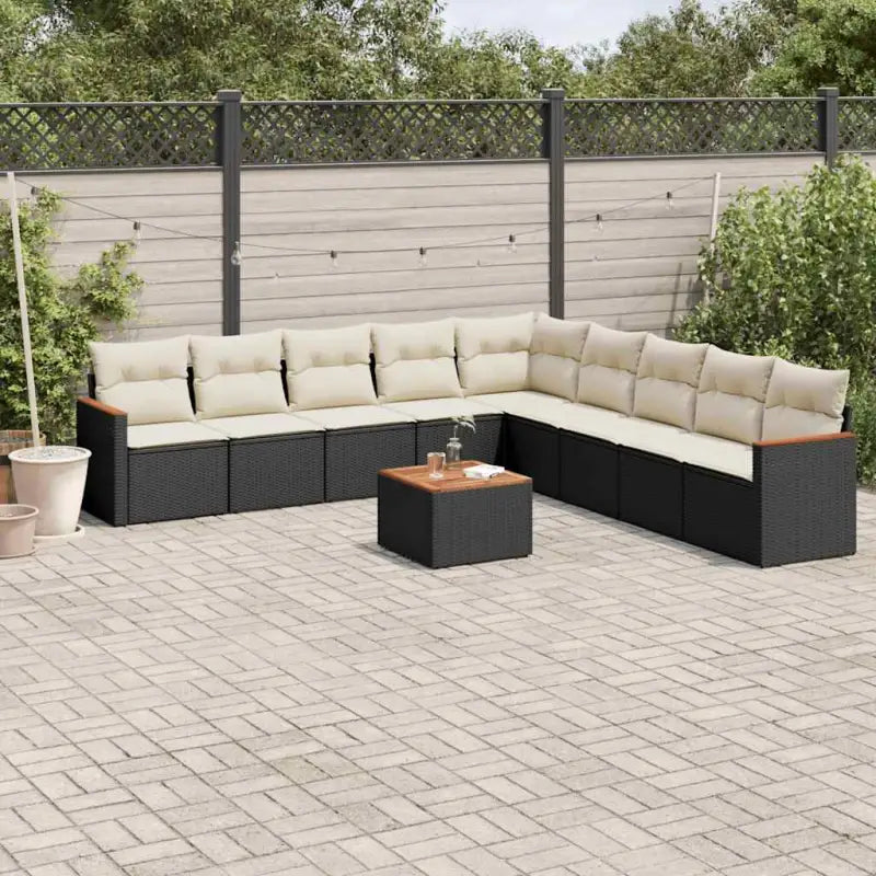 Lounge Tuinset met Waterdichte Tas in Beige Materiaal en Gepoedercoat Staal - Zwart en crème / Met tafel - Tuinsets