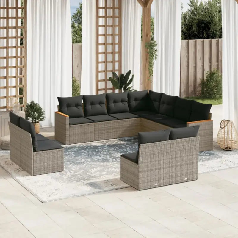 Lounge tuinset met waterdichte tas in beige materiaal en gepoedercoat staal - Grijs / Zonder tafel - Tuinsets