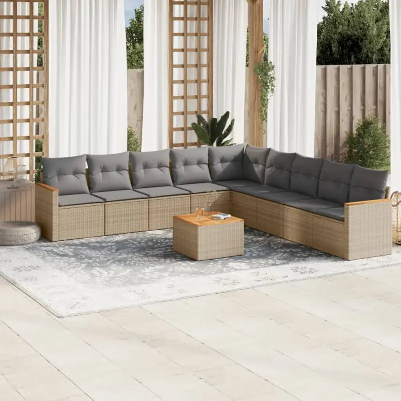 Lounge Tuinset met Waterdichte Tas in Beige Materiaal en Gepoedercoat Staal - Beige en grijs / Met tafel - Tuinsets