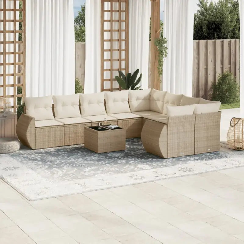 Lounge tuinset met waterdichte tas in zwart gepoedercoat staal - beige en crèmekleurig / Met tafel - Tuinsets