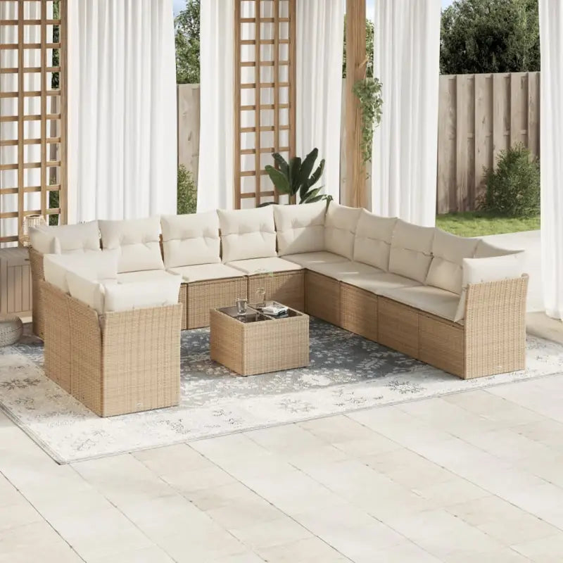 Lounge tuinset met waterdichte tas in zwart materiaal en gepoedercoat staal - beige en crèmekleurig / Met tafel