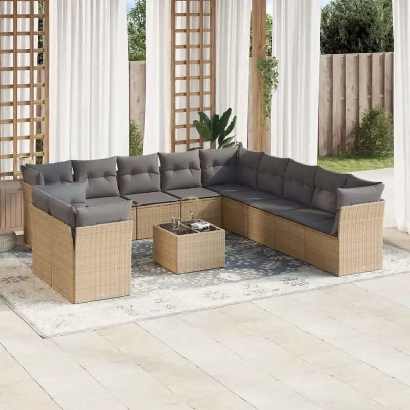 Lounge tuinset met waterdichte tas in zwart materiaal en gepoedercoat staal - Beige en grijs / Met tafel - Tuinsets