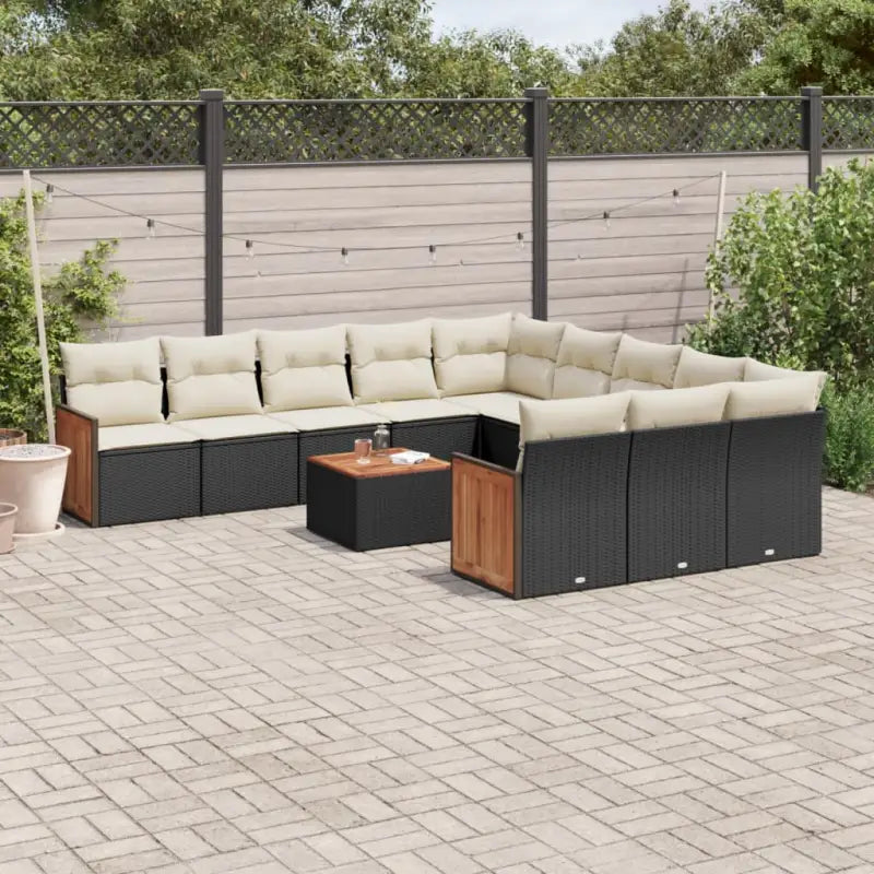 Lounge tuinset met waterdichte zak en zwart materiaal van gepoedercoat staal - Zwart en crème / Met tafel - Tuinsets