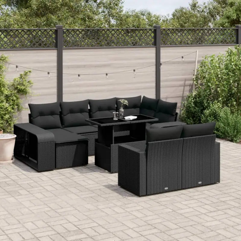 Lounge Tuinset met zwart materiaal en gepoedercoat staal afmetingen - Zwart / Glas - Tuinsets