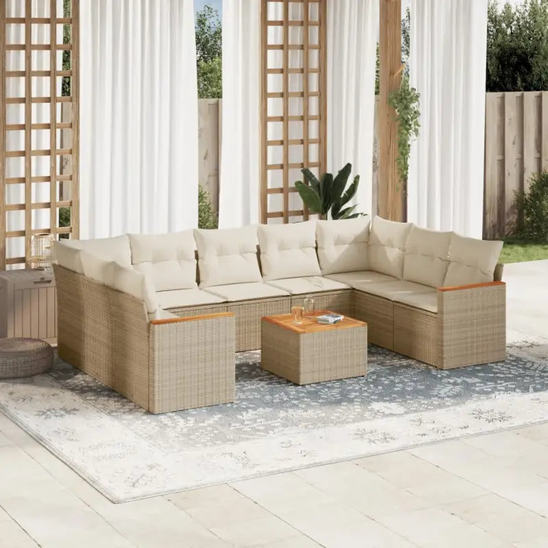 Lounge Tuinset met zwart materiaal en gepoedercoat staal afmetingen - Beige / Met tafel - Tuinsets