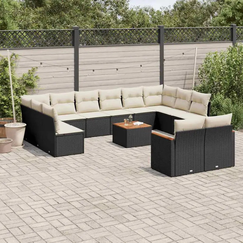 Lounge tuinset met zwart materiaal en waterdichte tas voor buitencomfort - Zwart en crème / Met tafel - Tuinsets
