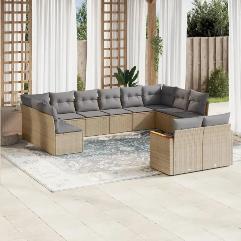 Lounge tuinset met zwart materiaal en waterdichte tas voor buitencomfort - Beige en grijs / Zonder tafel - Tuinsets