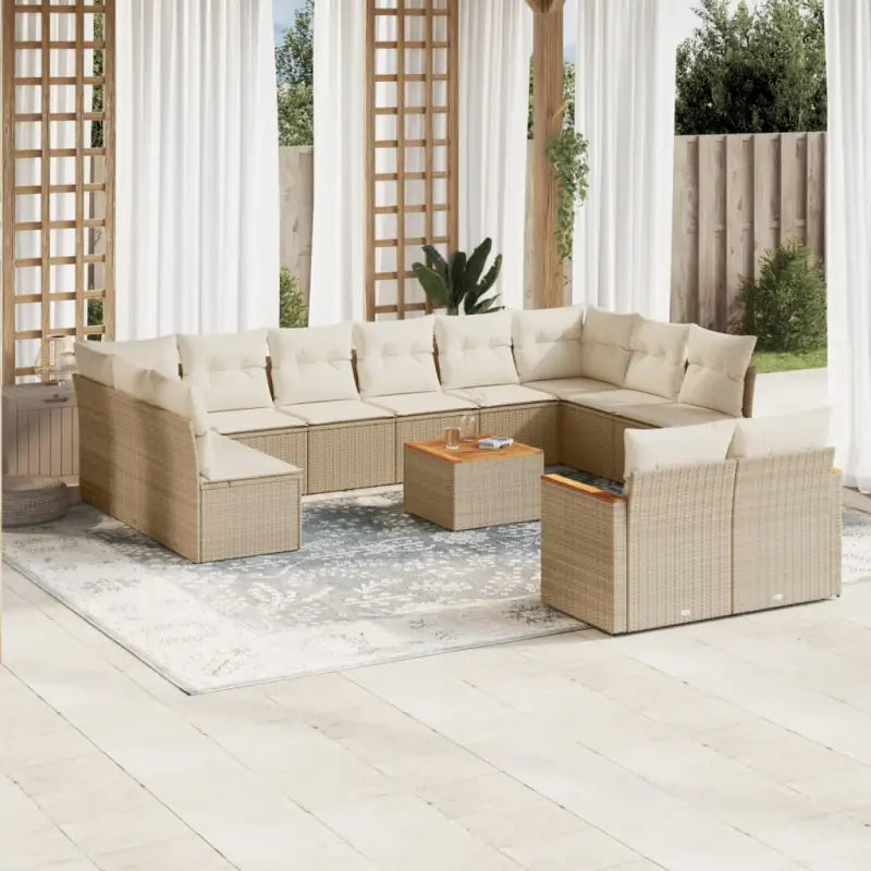 Lounge tuinset met zwart materiaal en waterdichte tas voor buitencomfort - beige en crèmekleurig / Met tafel - Tuinsets