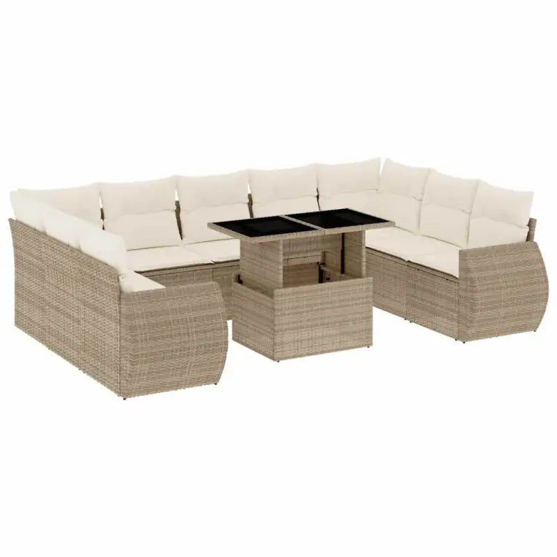 Lounge tuinset van beige materiaal en gepoedercoat staal met afmetingen - Tuinsets
