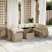 Lounge tuinset van beige materiaal en gepoedercoat staal met afmetingen - Tuinsets
