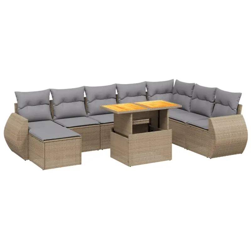 Lounge tuinset van beige materiaal en gepoedercoat staal met afmetingen - Tuinsets