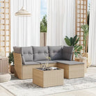 Lounge tuinset van beige materiaal en gepoedercoat staal afmetingen - Beige en grijs / Met tafel - Tuinsets