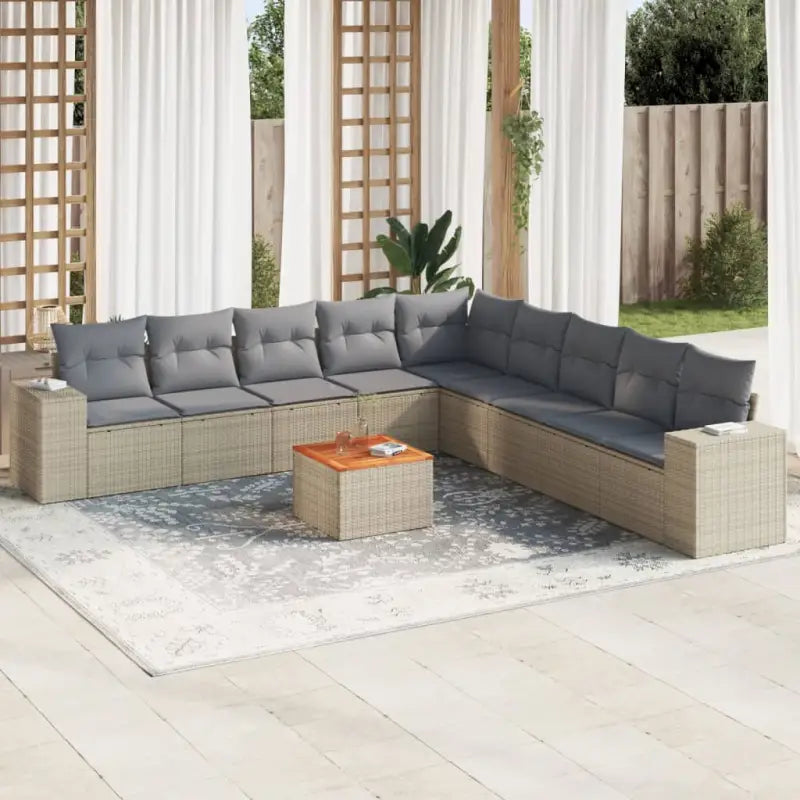 Lounge tuinset van beige materiaal en gepoedercoat staal afmetingen - Beige en grijs - Tuinsets