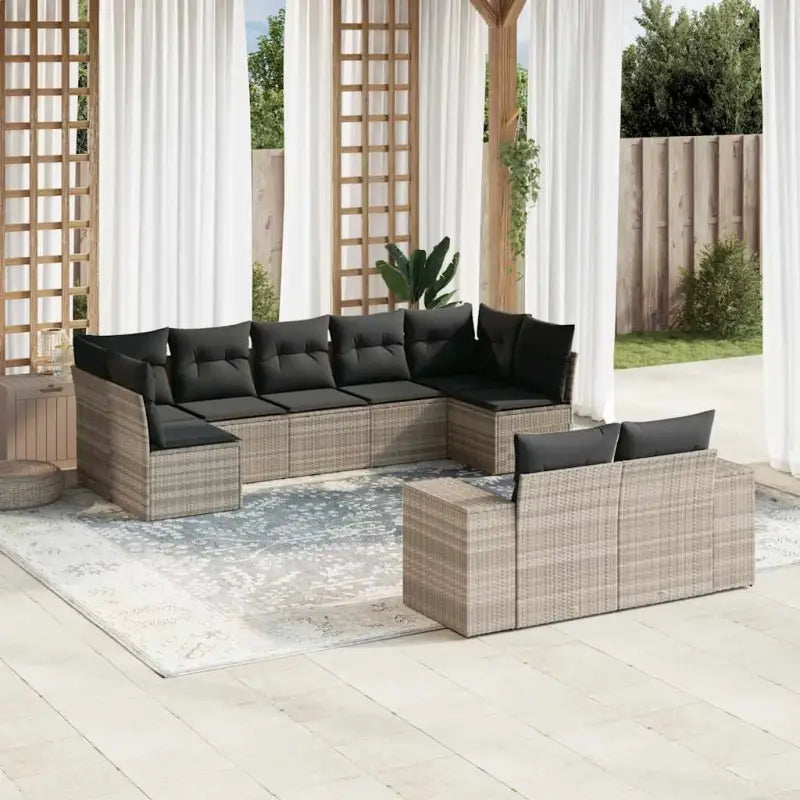 Lounge tuinset van beige materiaal en gepoedercoat staal afmetingen - Lichtgrijs / Met tafel - Tuinsets