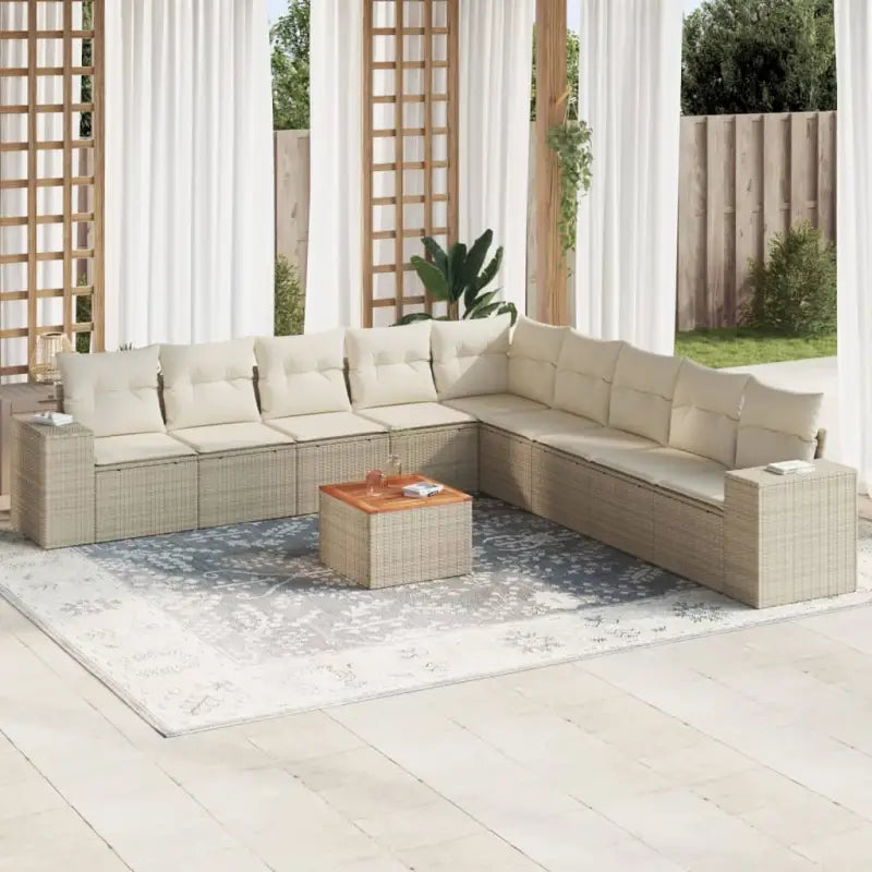 Lounge tuinset van beige materiaal en gepoedercoat staal afmetingen - beige en crèmekleurig - Tuinsets