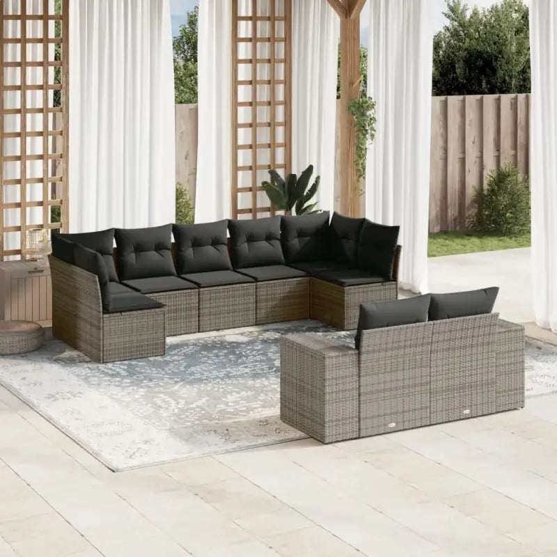 Lounge tuinset van beige materiaal en gepoedercoat staal afmetingen - Grijs / Met tafel - Tuinsets