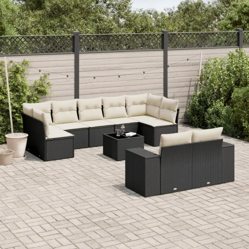 Lounge tuinset van beige materiaal en gepoedercoat staal afmetingen - Zwart en crème / Zonder tafel - Tuinsets
