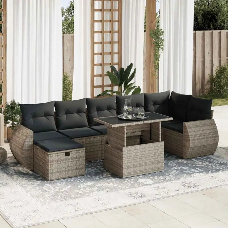 Lounge Tuinset van Beige Materiaal en Gepoedercoat Staal - Grijs / met opbergruimte - Tuinsets