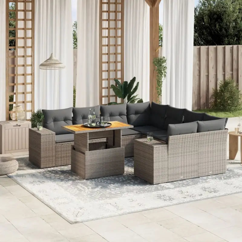 Lounge tuinset van beige materiaal en gepoedercoat staal met handige afmetingen - Grijs / zonder opbergruimte - Tuinsets