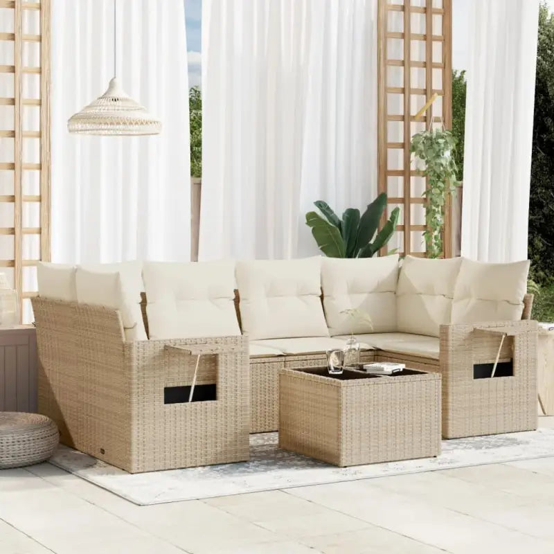 Lounge Tuinset van beige materiaal en gepoedercoat staal met perfecte afmetingen - beige en crèmekleurig - Tuinsets