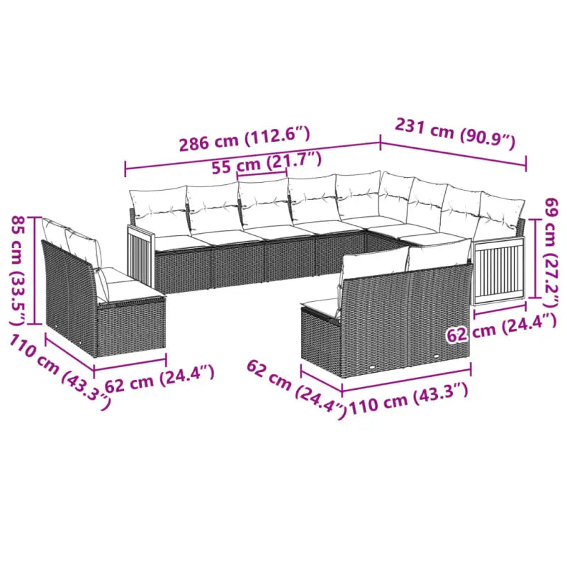 Lounge tuinset van beige materiaal en gepoedercoat staal - Tuinsets