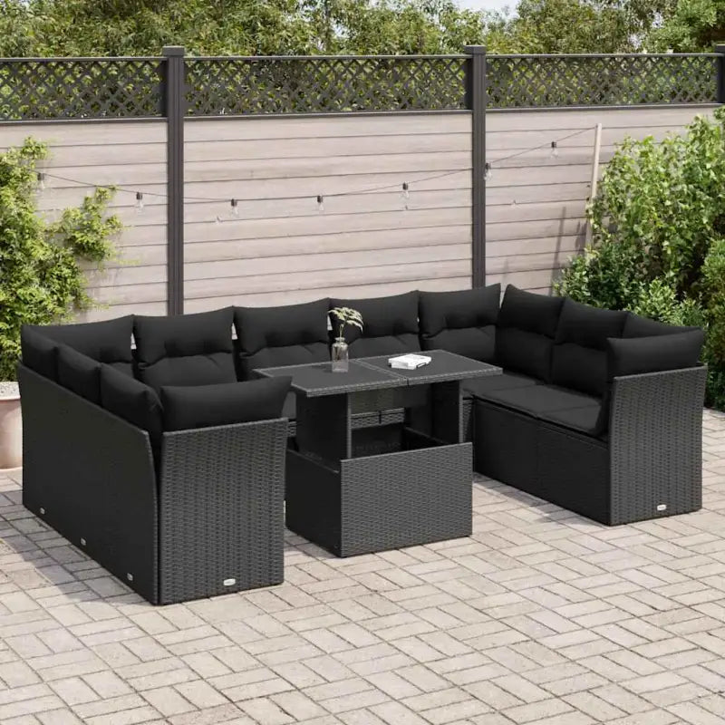 Lounge tuinset van beige materiaal en gepoedercoat staal - Zwart / met opbergruimte - Tuinsets