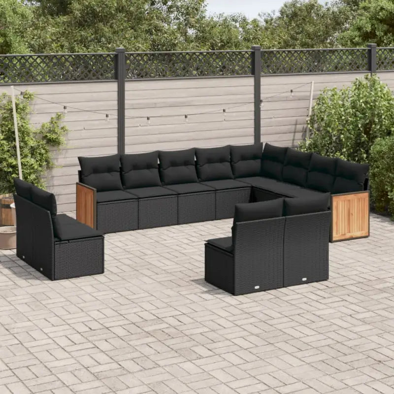 Lounge tuinset van beige materiaal en gepoedercoat staal - Zwart / Zonder tafel - Tuinsets