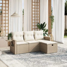 Lounge Tuinset van beige materiaal met gepoedercoat staal afmetingen - beige en crèmekleurig / zonder opbergruimte