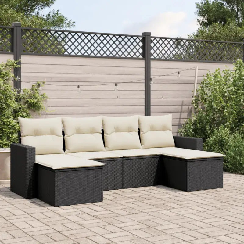 Lounge tuinset van gepoedercoat staal in beige materiaal met afmetingen - Zwart en crème / Zonder tafel - Tuinsets