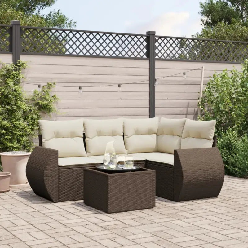 Lounge Tuinset van Gepoedercoat Staal in Beige Materiaal - Bruin en crème / Zonder tafel - Tuinsets