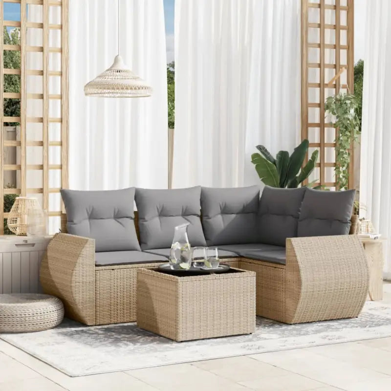 Lounge Tuinset van Gepoedercoat Staal in Beige Materiaal - Beige en grijs / Zonder tafel - Tuinsets