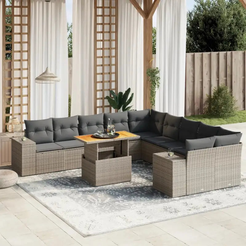 Lounge Tuinset van gepoedercoat staal in beige materiaal voor buiten - grijs en donkergrijs / 6x midden + 2x hoek