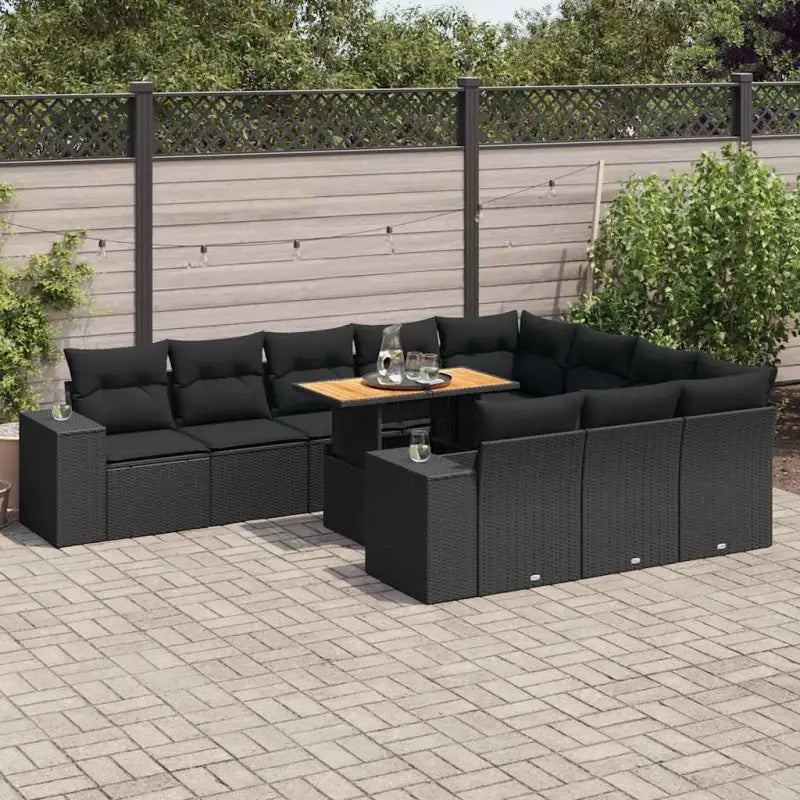 Lounge Tuinset van gepoedercoat staal in beige materiaal voor buiten - Zwart (met opbergruimte) / 6x midden + 2x hoek
