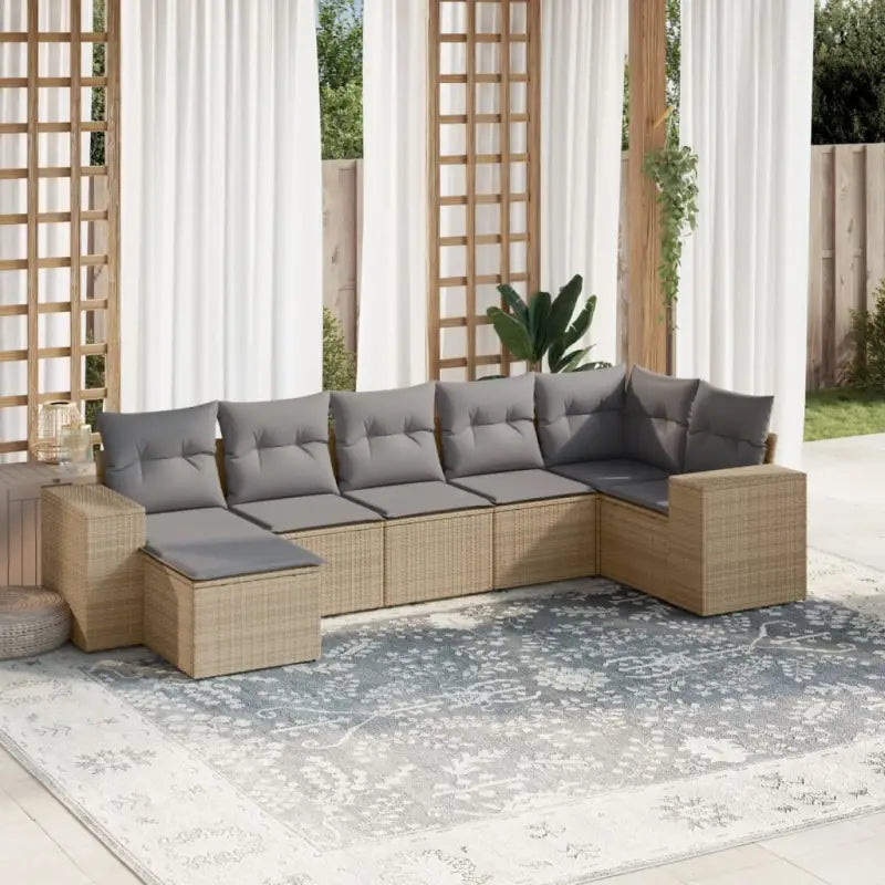 Lounge Tuinset van Gepoedercoat Staal in Beige voor Buitenplezier - Beige en grijs / Met tafel - Tuinsets
