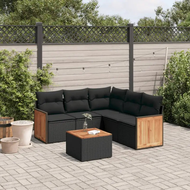 Lounge tuinset van gepoedercoat staal met beige materiaal en afmetingen - Zwart / Met tafel - Tuinsets