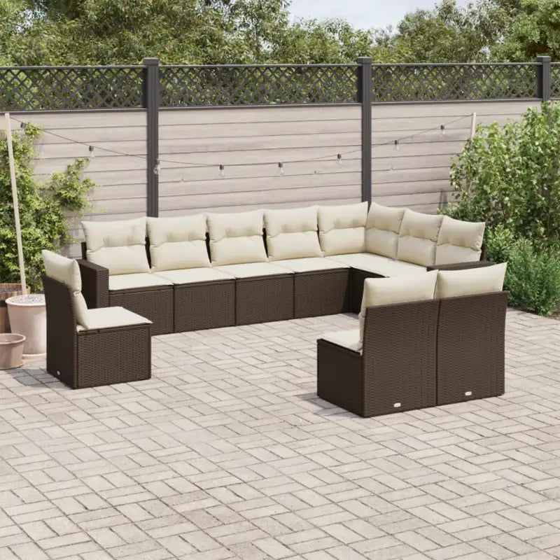 Lounge tuinset van gepoedercoat staal met beige materiaal en afmetingen - Bruin en crème / Zonder tafel - Tuinsets