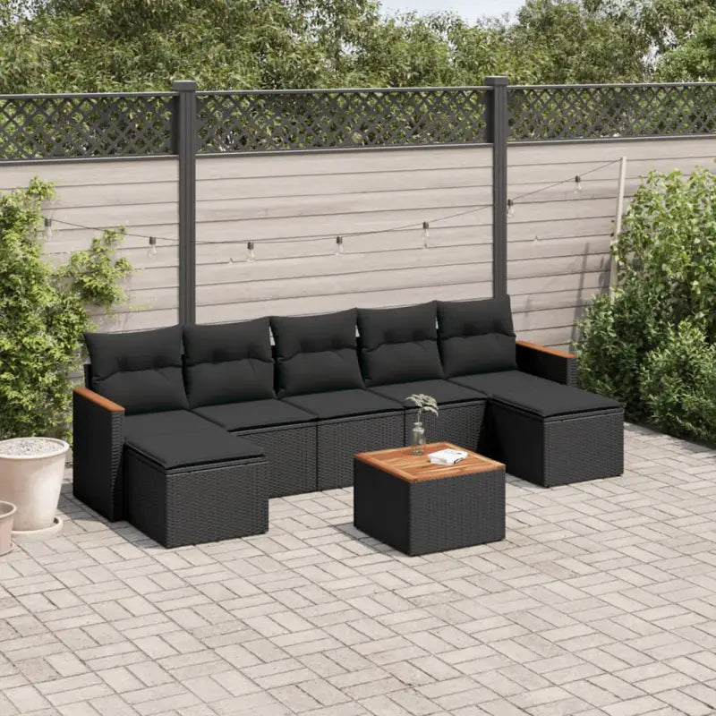 Lounge tuinset van gepoedercoat staal met beige materiaal voor buitengebruik - Zwart / Met tafel - Tuinsets