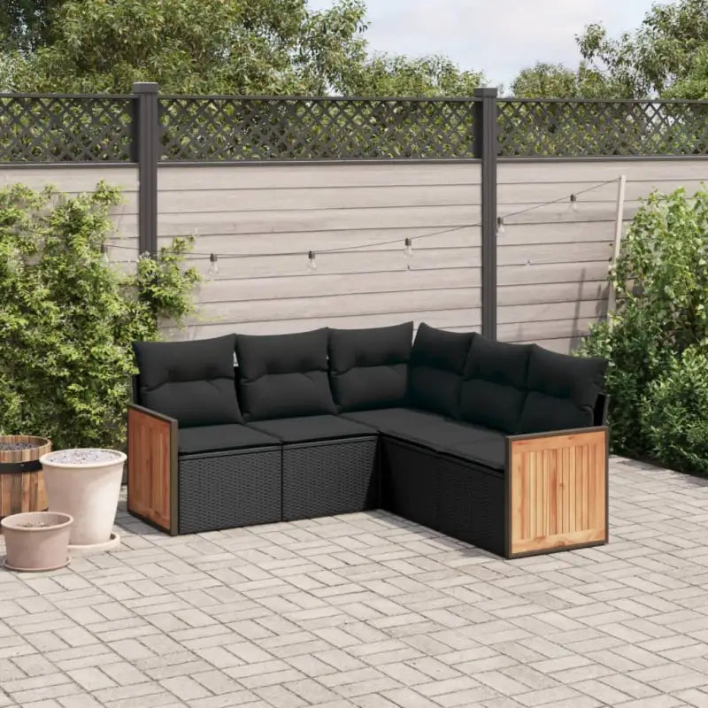 Lounge tuinset van gepoedercoat staal met beige materiaal en afmetingen - Zwart / Zonder tafel - Tuinsets
