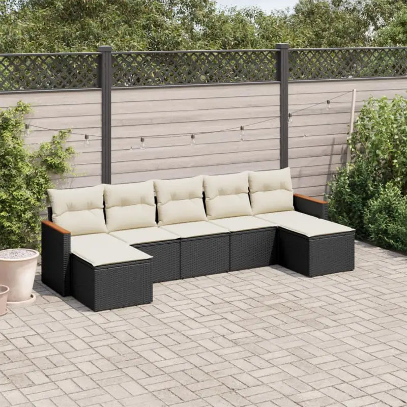 Lounge tuinset van gepoedercoat staal met beige materiaal voor buitengebruik - Zwart en crème / Zonder tafel - Tuinsets