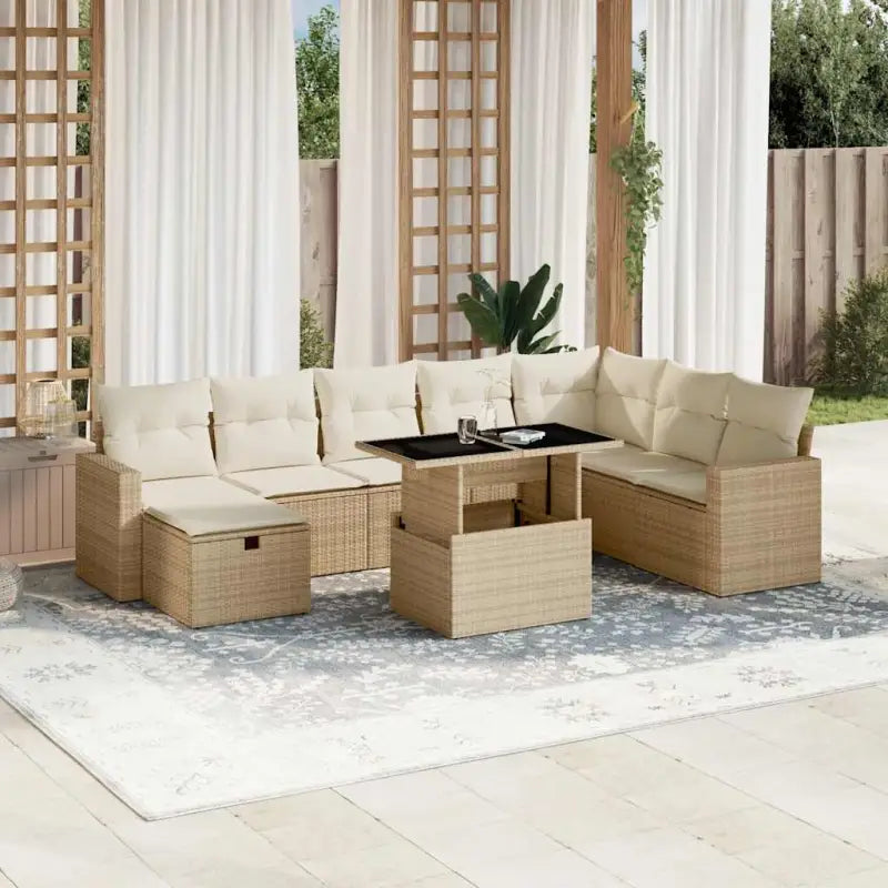 Lounge tuinset van gepoedercoat staal met beige materiaal en afmetingen - Tuinsets