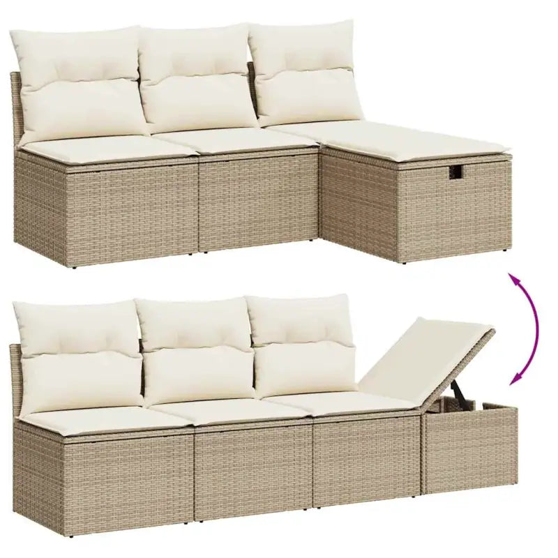 Lounge tuinset van gepoedercoat staal met beige materiaal en afmetingen - Tuinsets
