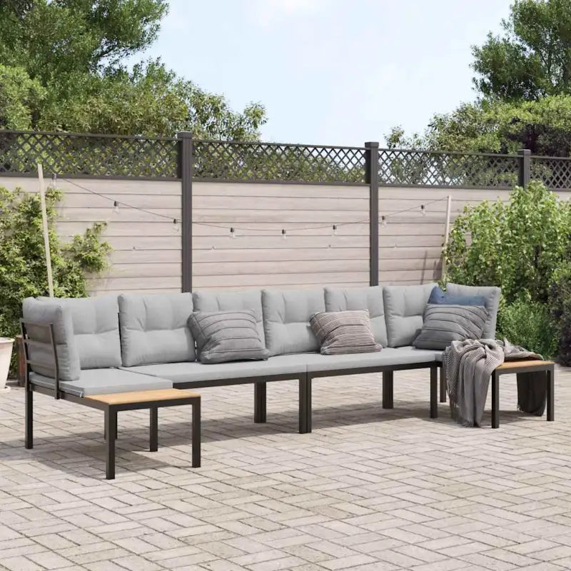 Lounge tuinset van gepoedercoat staal met comfortabele zitervaring - Lichtgrijs / Zonder tafel - Tuinsets