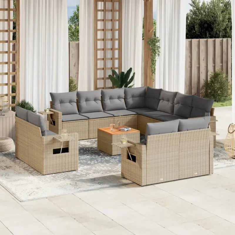 Lounge tuinset van gepoedercoat staal met waterdichte tas in grijs materiaal - Beige en grijs - Tuinsets
