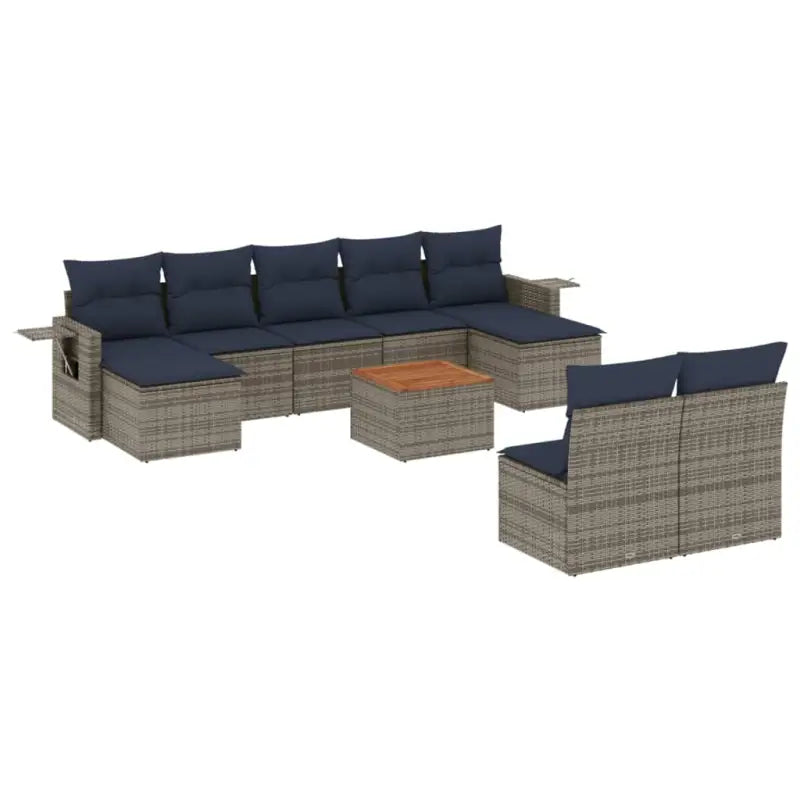 Lounge tuinset van grijs materiaal en gepoedercoat staal afmetingen - grijs en marineblauw - Tuinsets